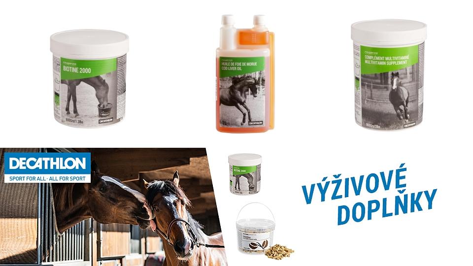 Decathlon nabízí: Chutné pamlsky a výživové doplňky pro koně Fouganza